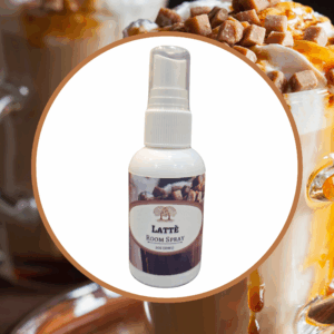 Latte-scented room spray with caramel latte.
