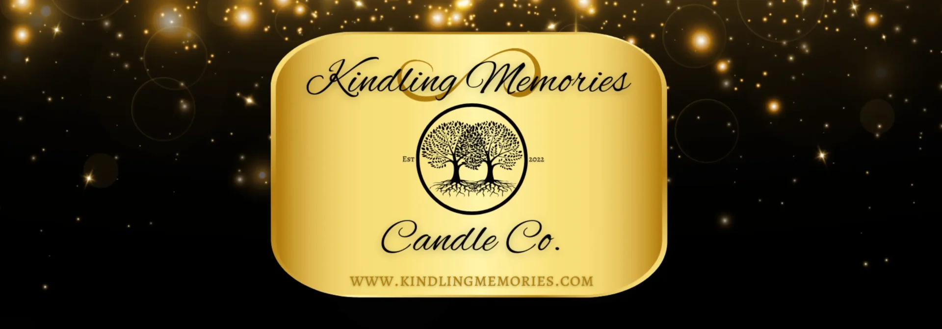 Kindling Memories Candle Co. golden logo design.
