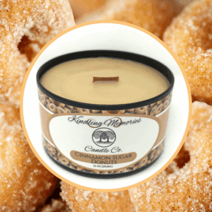 Cinnamon sugar donuts candle with wood wick.