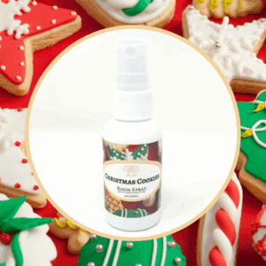 Christmas cookies room spray with festive cookies.