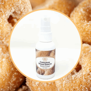Cinnamon sugar donut room spray with donuts.